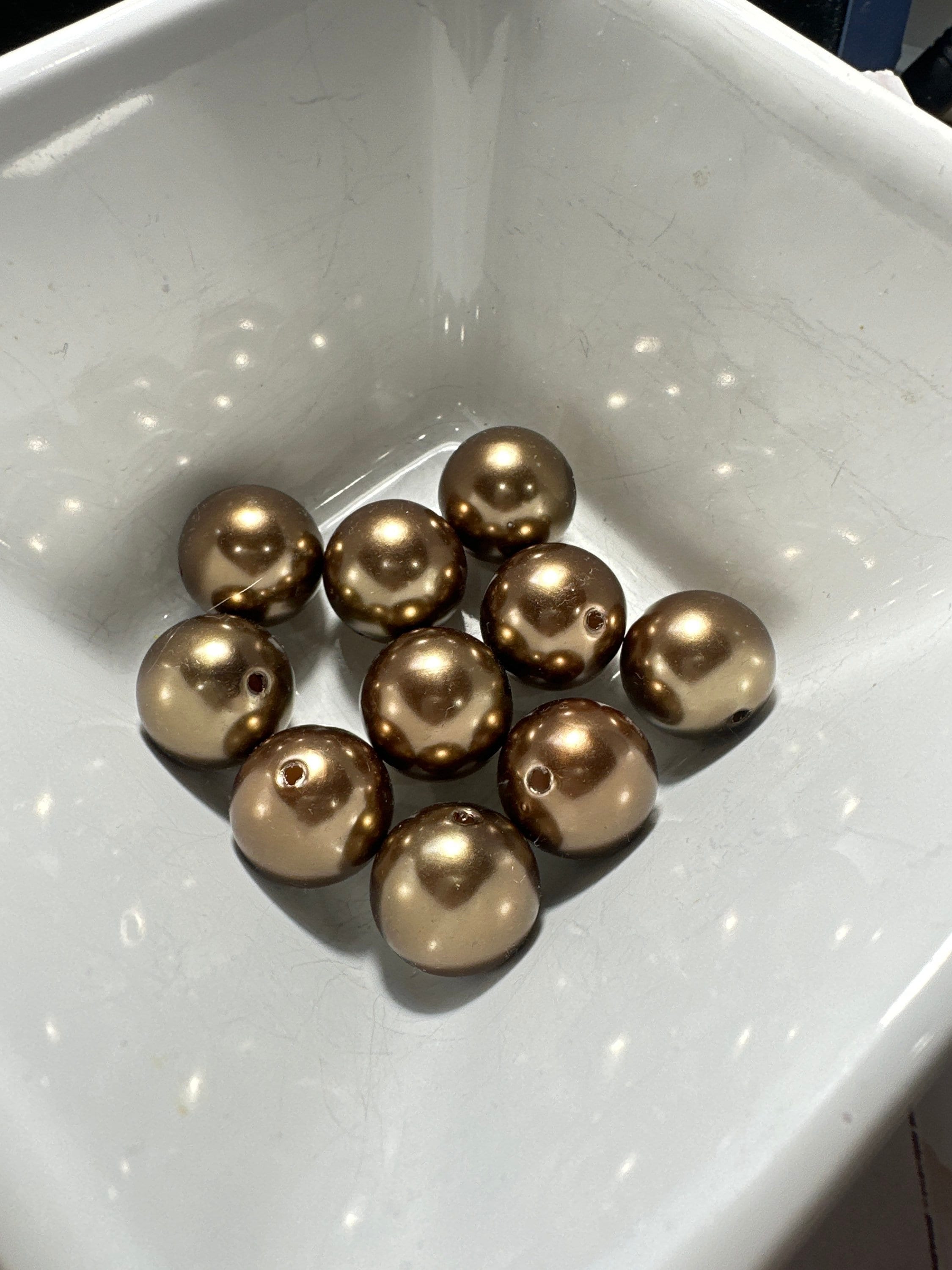Brown 20mm pearl chunky gum ball bead 10 count