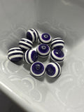 Dark purple stripe 20mm chunky gum ball bead 10 count