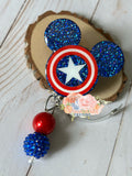 Captain America head badge reel  lanyard
