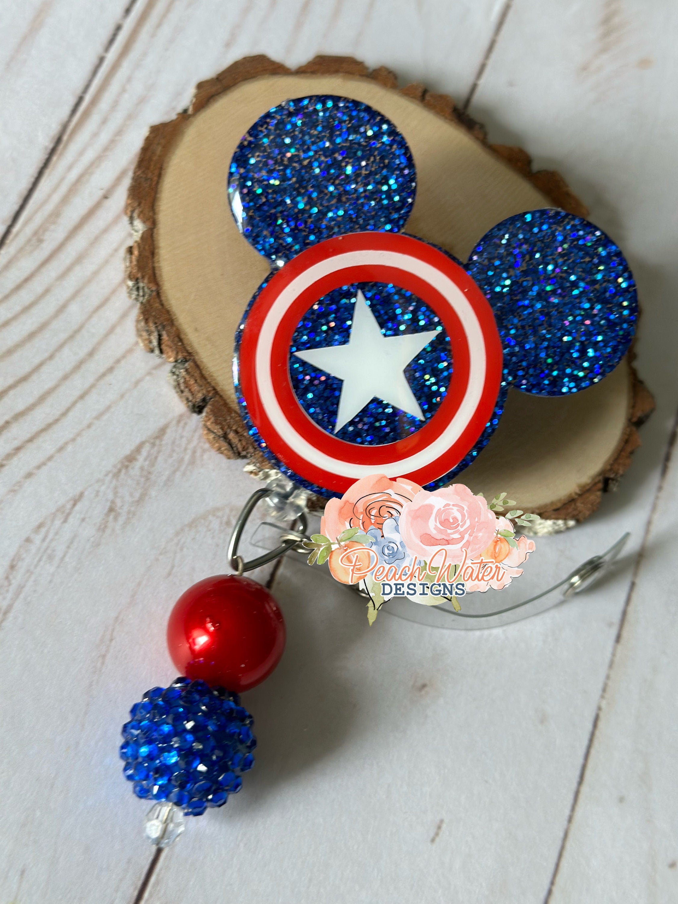 Captain America head badge reel  lanyard