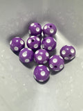 Purple polka dot 20mm bead chunky gum ball 10 count