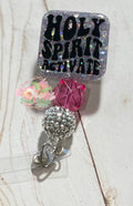 Holy Spirit Activate silver multi glitter badge reel