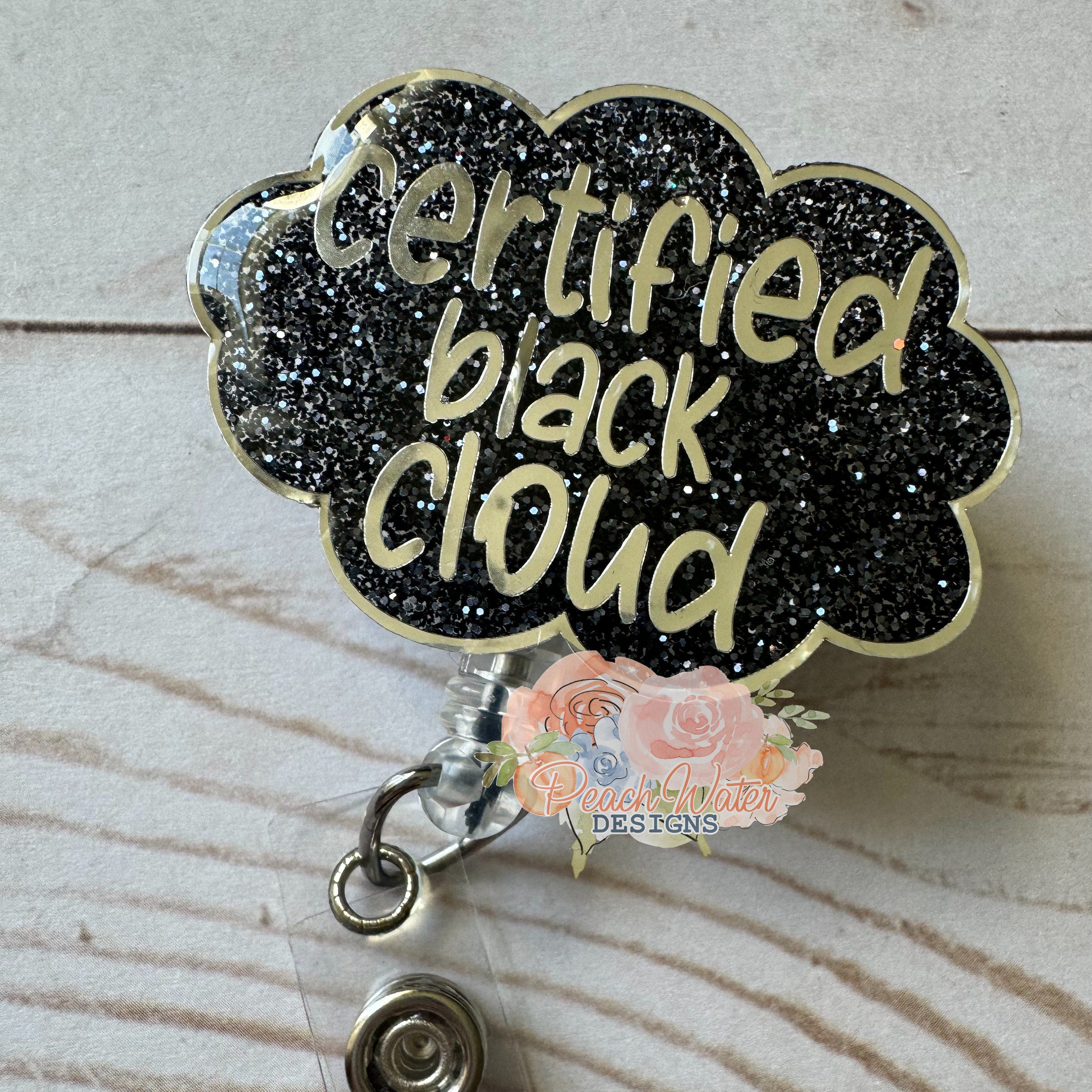 Certified black cloud black and gold badge reel glitter clouds