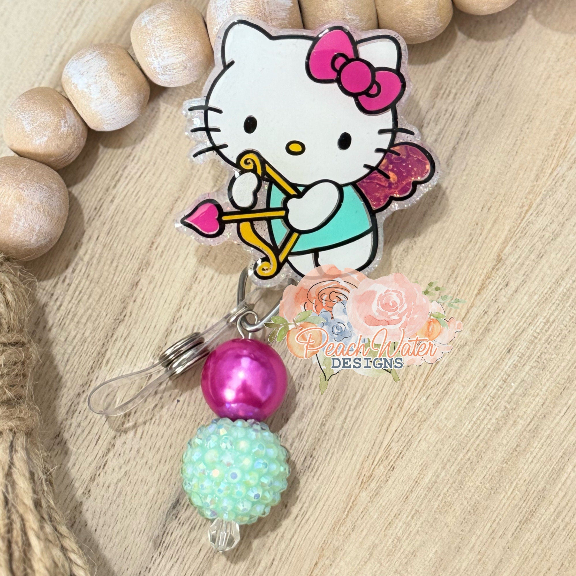 Kitty Cupid   badge reel  lanyard