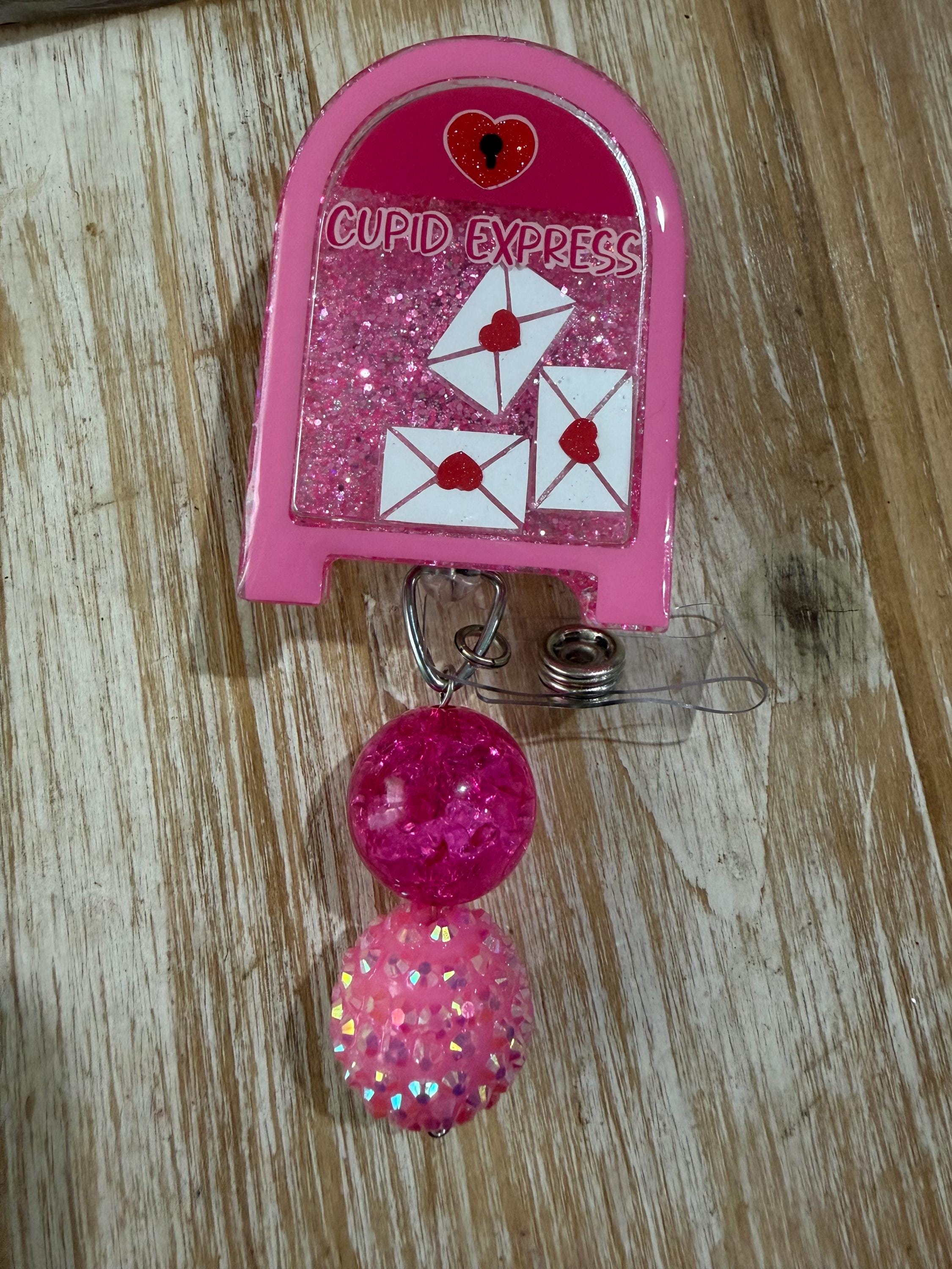 love mail valentines card box badge reel lanyard
