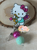 Kitty Valentines badge reel Cat inspired lanyard