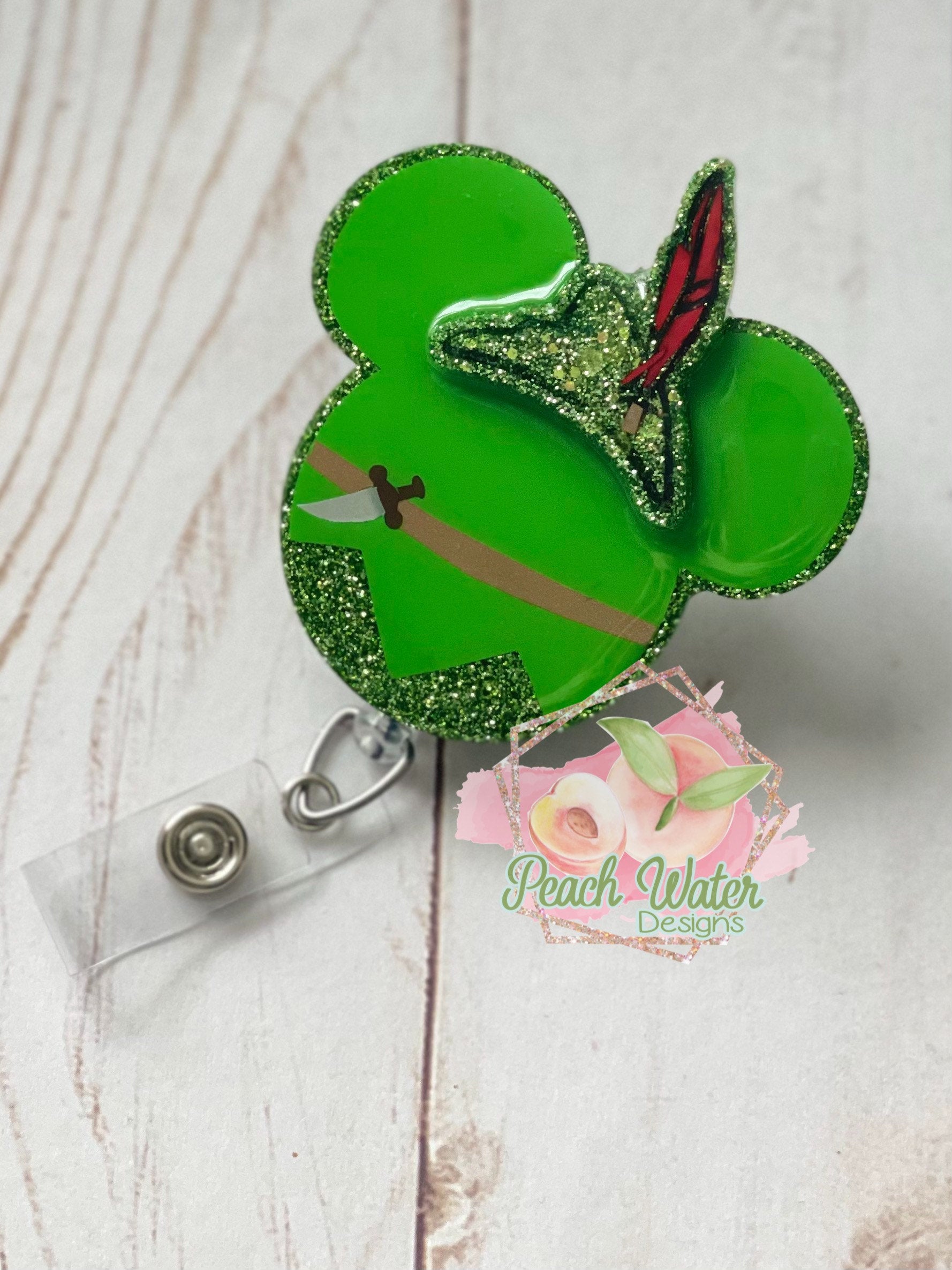 Peter Pan Mickey shaped badge reel nurse doctor retractable RN