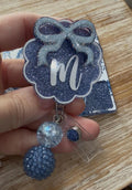 scallop circle flower with Beads, Shabby Chic Scalloped Flower Design badge reel